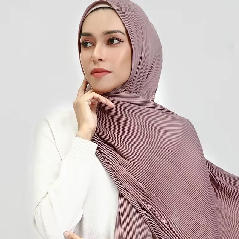Finely Pleated Chiffon Hijab bouncy and stretchy