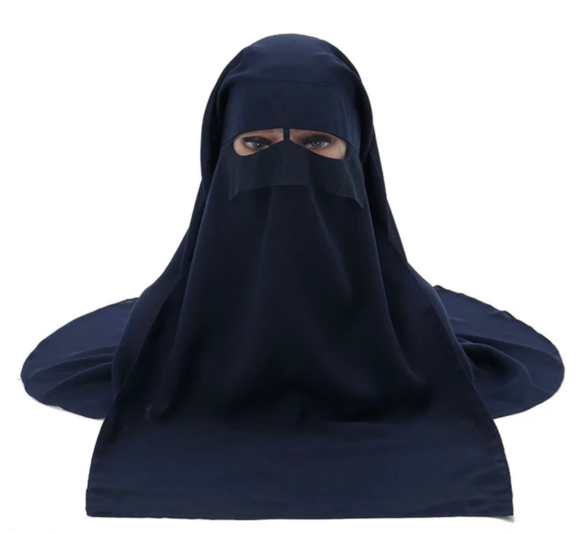 Sublime Veil Three layers Saudi Niqab With Nose String
