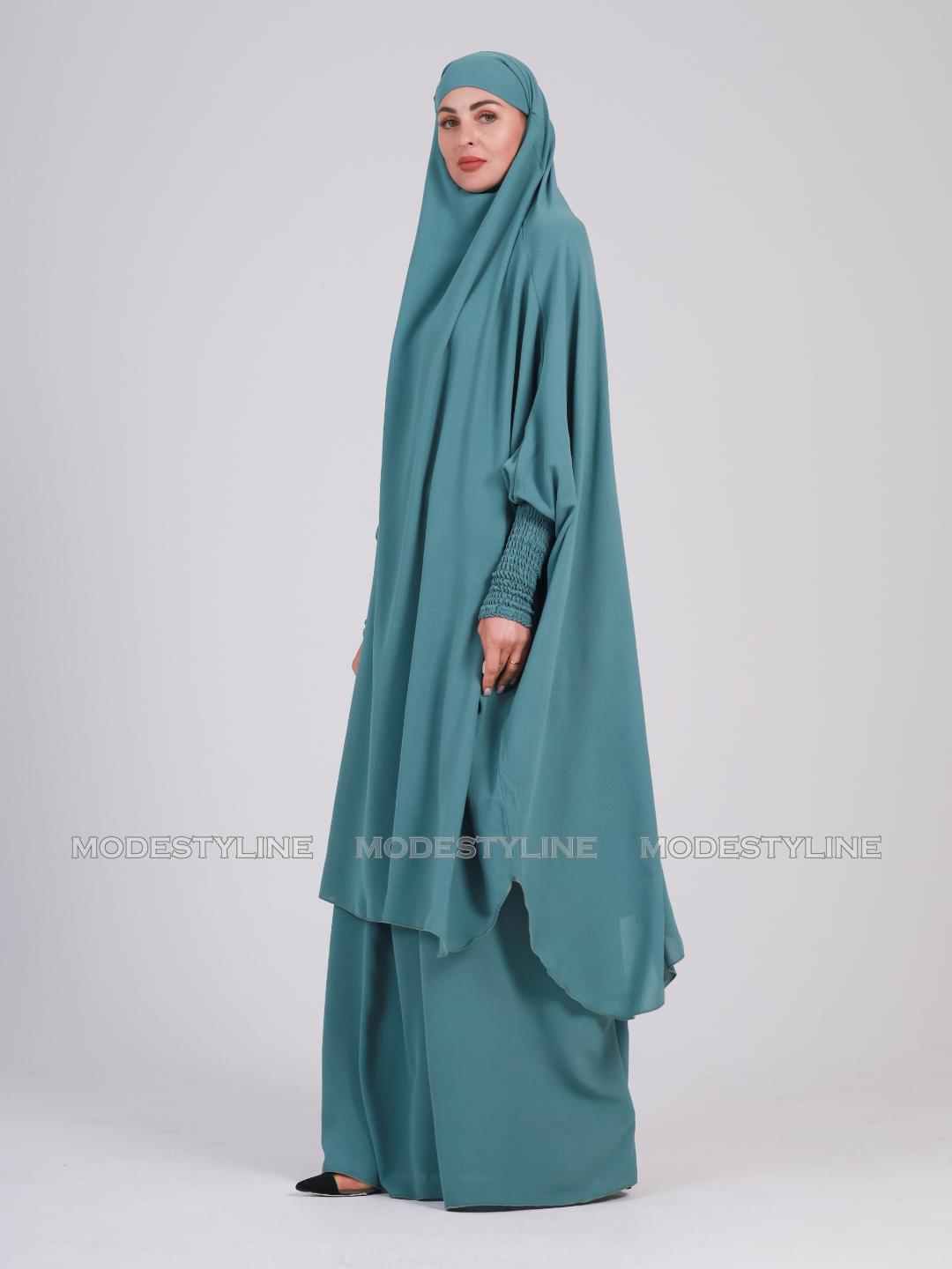 3 piece Jilbab set with niqab Turquoise