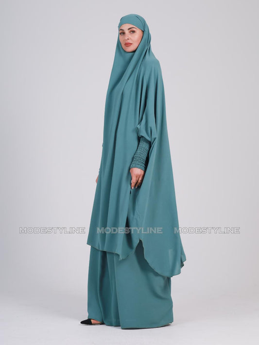 3 piece Jilbab set with niqab Turquoise