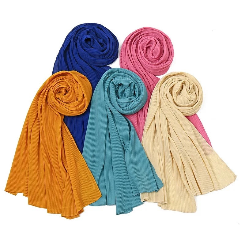 Finely Pleated Chiffon Hijab bouncy and stretchy