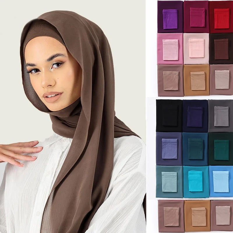 Dynamic Duo Chiffon Hijab With Matching Underscarf