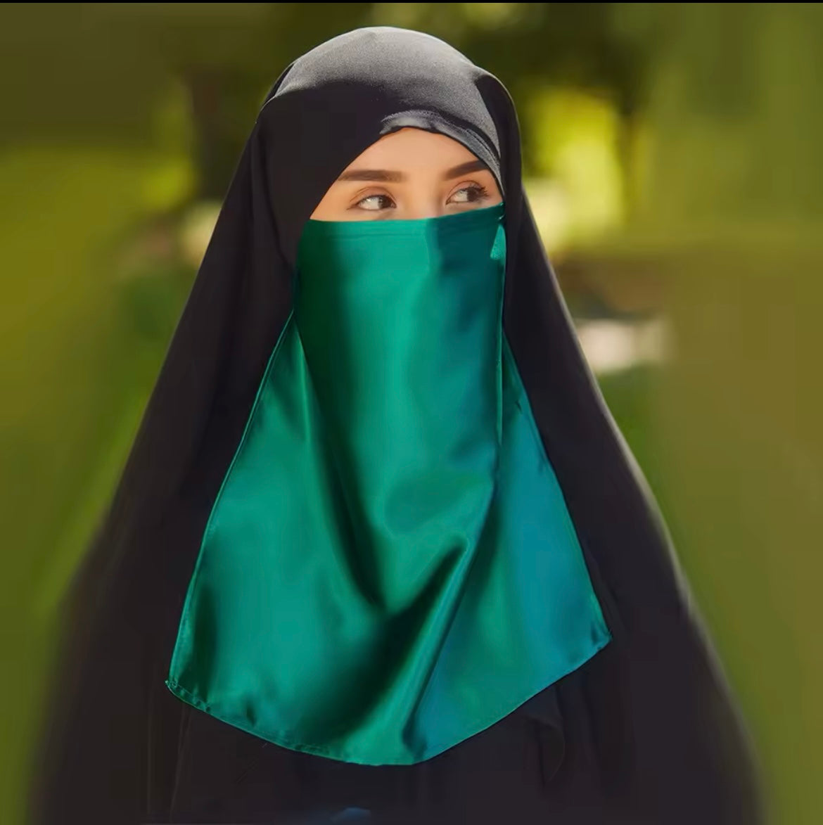 Satin Green Niqab Islamic Veil