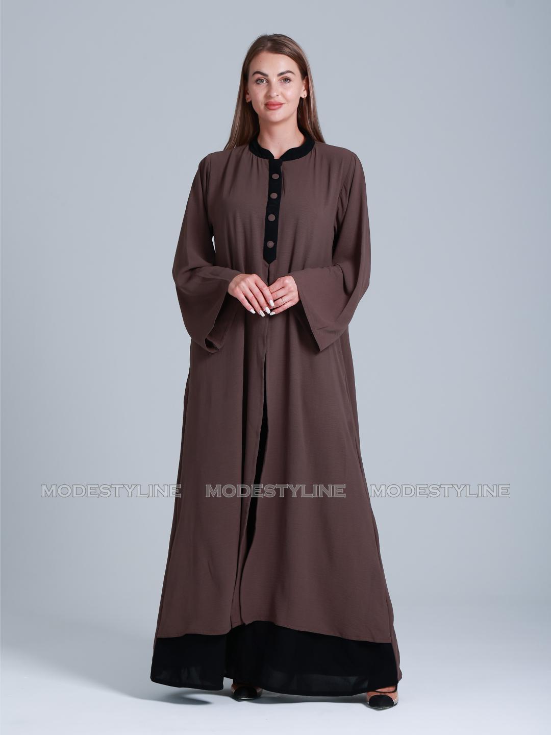 Cascading Elegance Split Front Abaya with hijab