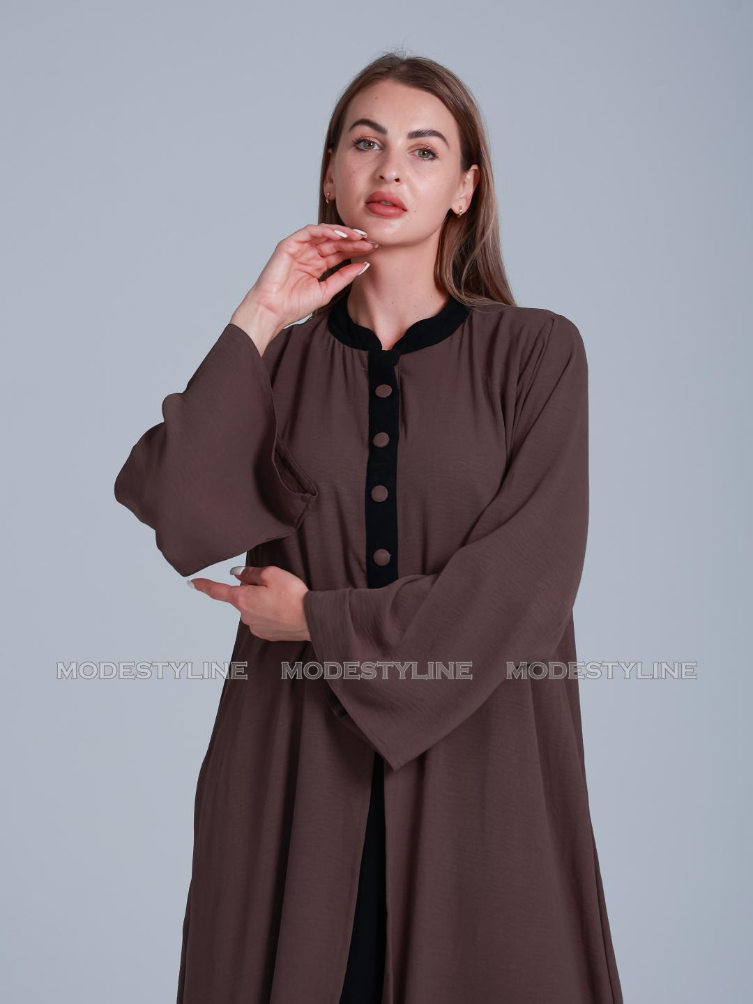 Cascading Elegance Split Front Abaya with hijab