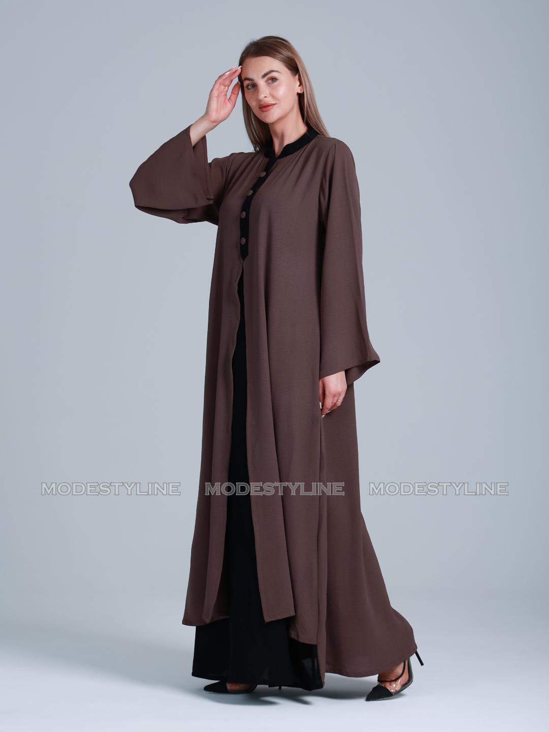 Cascading Elegance Split Front Abaya with hijab