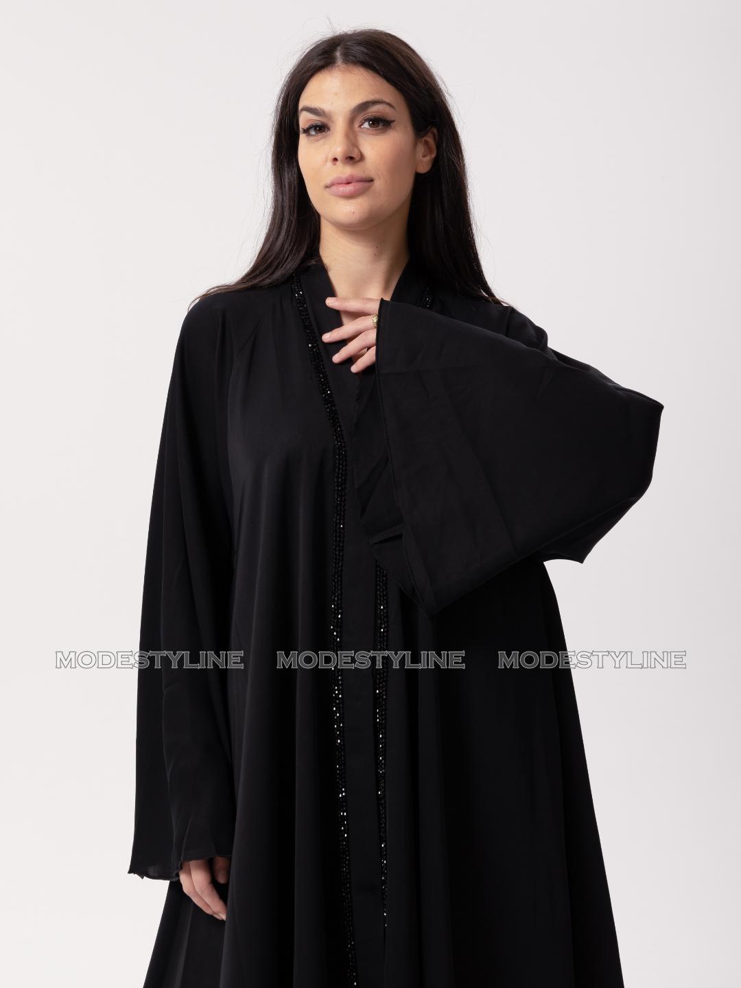 Luxury Dubai Abaya Black Beaded Handwork - Abaya with hijab