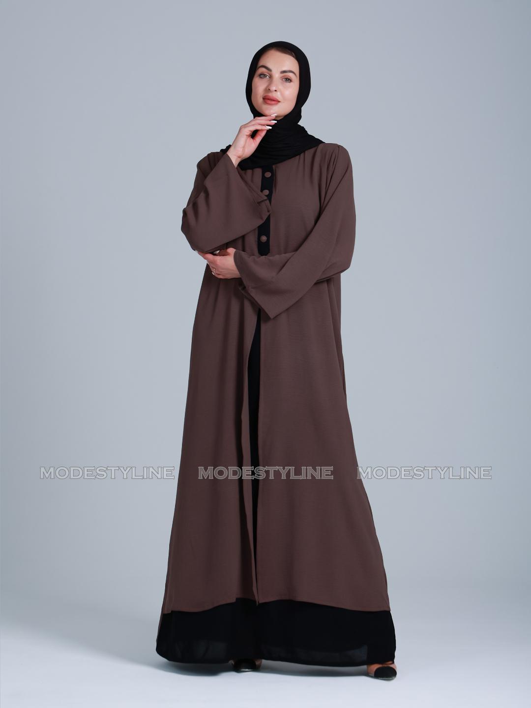 Cascading Elegance Split Front Abaya with hijab