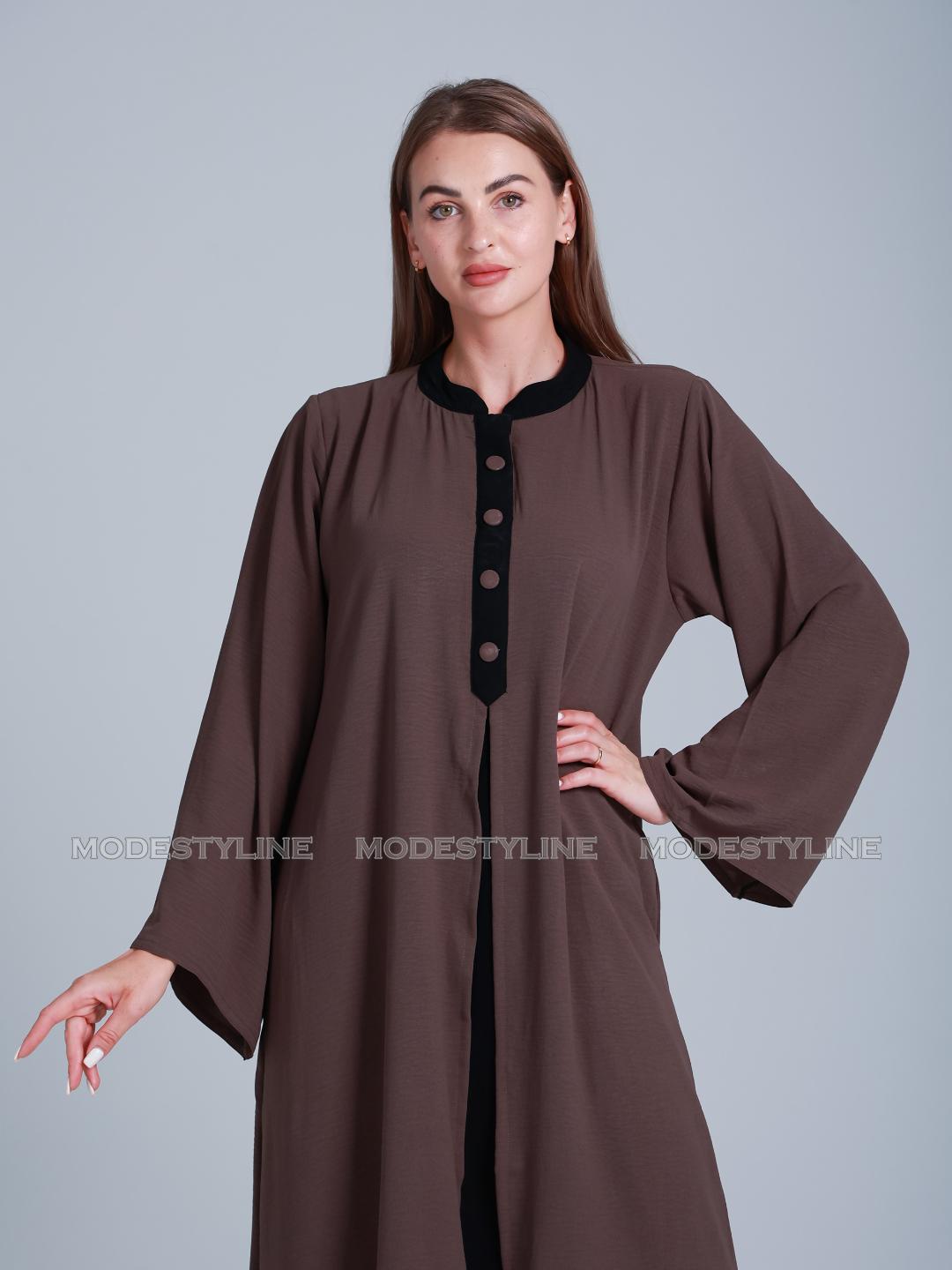 Cascading Elegance Split Front Abaya with hijab