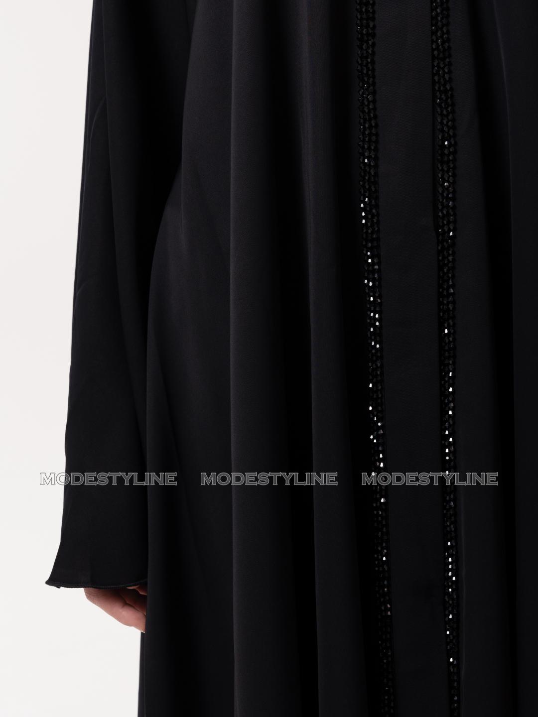 Luxury Dubai Abaya Black Beaded Handwork - Abaya with hijab