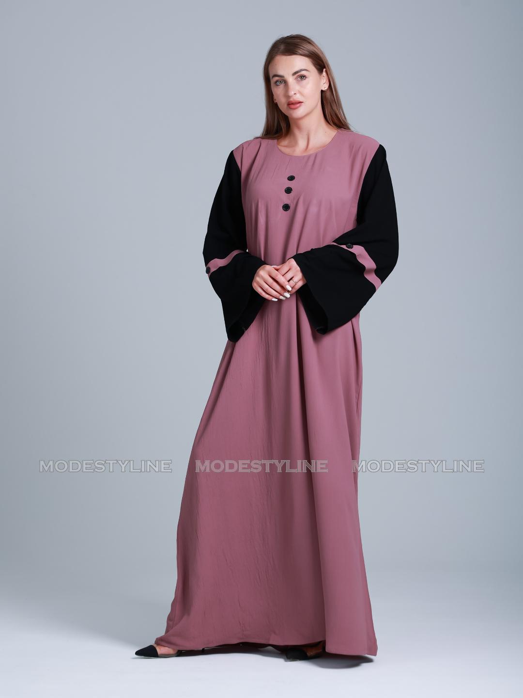 Rose Noir Dusty Rose and Black Abaya with hijab