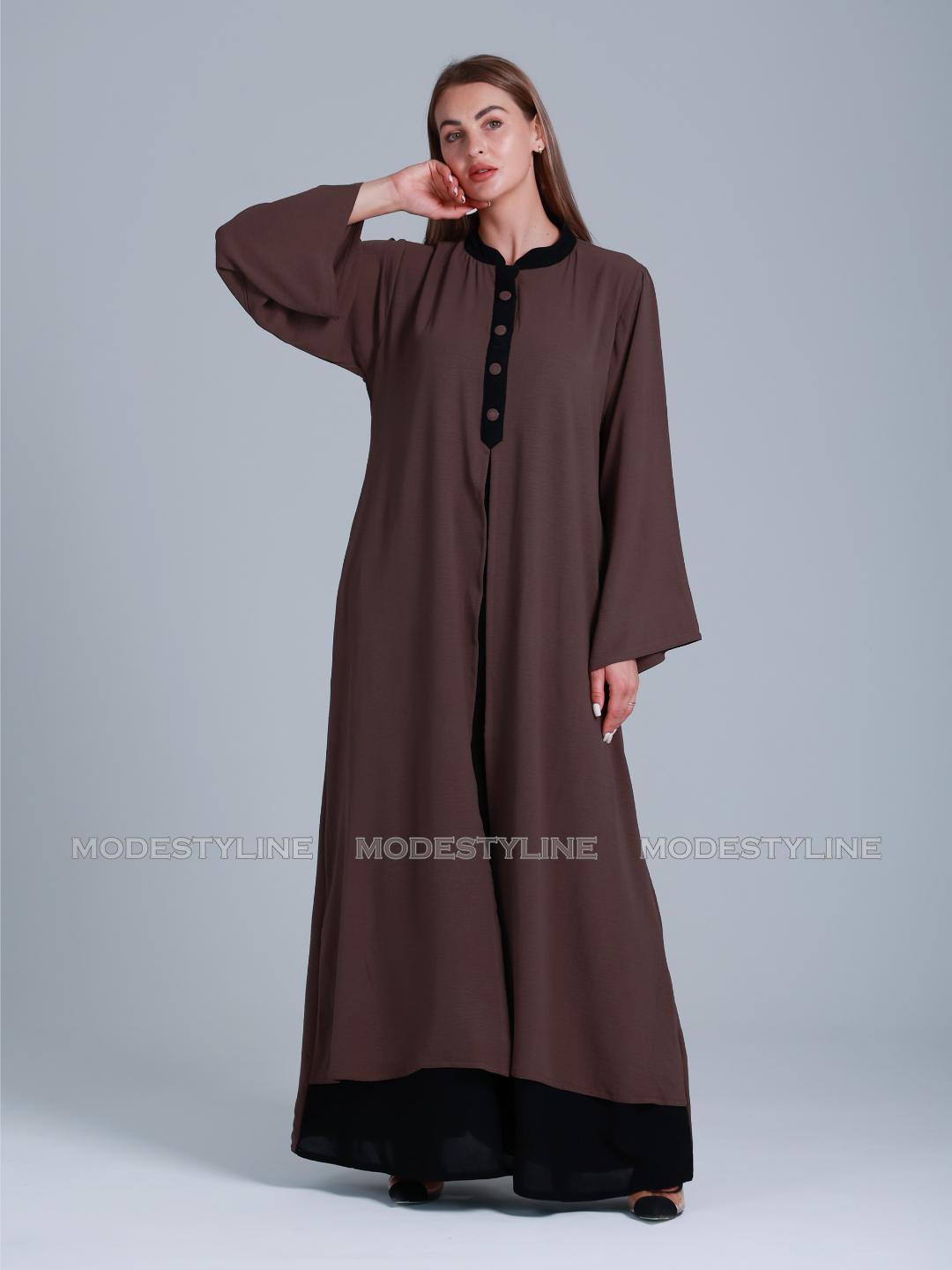 Cascading Elegance Split Front Abaya with hijab