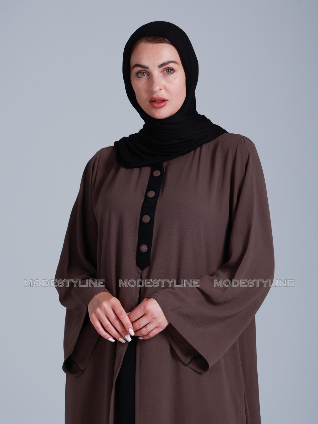 Cascading Elegance Split Front Abaya with hijab