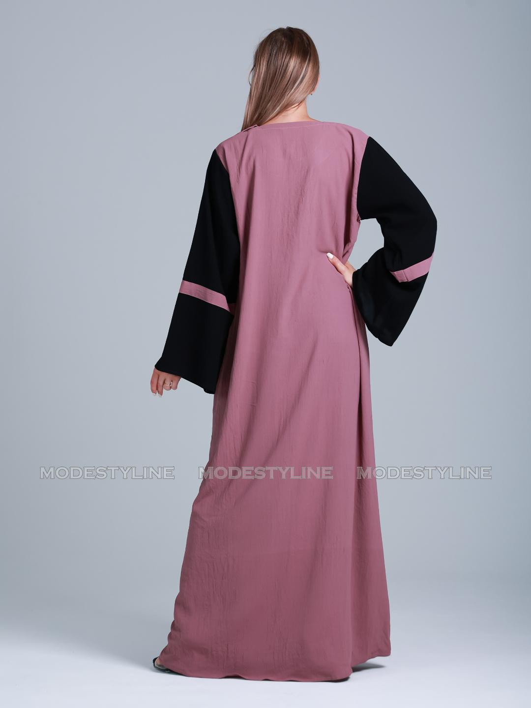 Rose Noir Dusty Rose and Black Abaya with hijab