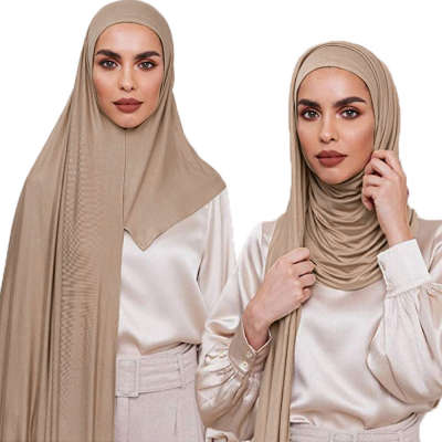 Tan Premium Jersey hijab instant hijab, pinless hijab